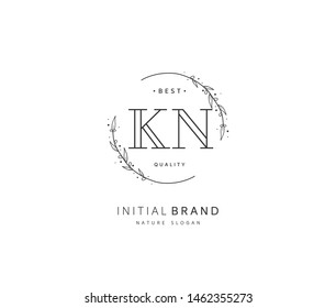 K N KN Belleza vector logotipo inicial, logotipo de escritura a mano de firma inicial, boda, moda, joyas, boutique, floral y botánica con plantilla creativa para cualquier empresa o negocio.
