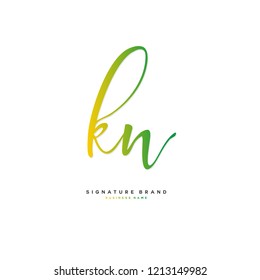 K N KN Initial letter handwriting and  signature logo concept design