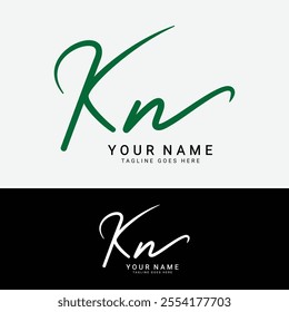 K, N, KN Initial letter logo. Alphabet KN Handwritten Signature logo