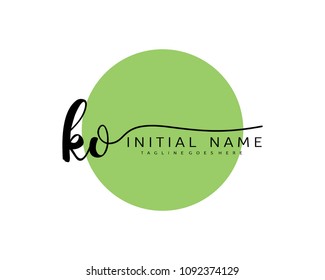 K O Initial handwriting logo vector. Hand lettering for designs.