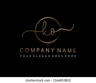 K O Initial handwriting logo vector