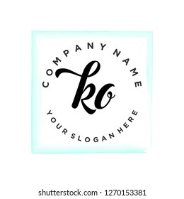 K O Initial handwriting logo vector