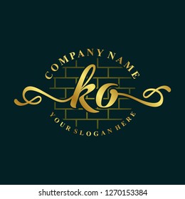 K O Initial handwriting logo vector