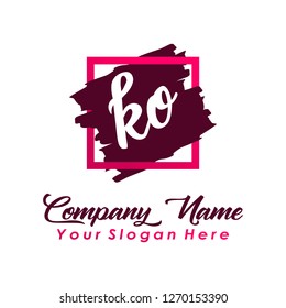 K O Initial handwriting logo vector