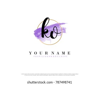 K O Initial Water Color Logo Template Vector