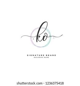 K O KO Initial letter handwriting and  signature logo.