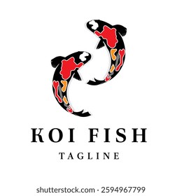 K oi  fish logo illustration in vector design This design is suitable for aquarium branding, ornamental fish business, Japanese restaurant