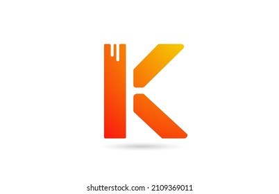 K orange gradient alphabet letter logo icon design. Creative template for business