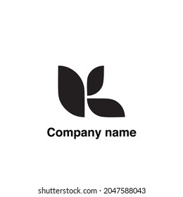 K organic shape logo made with leaves