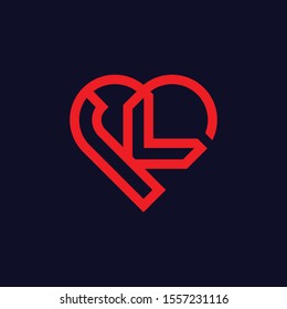 K Outline Love Creative Abstract Letter Logo