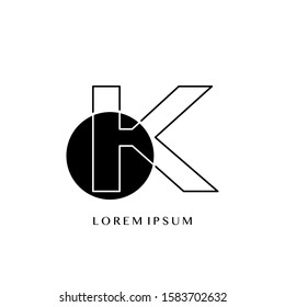 K Overlaping Circle Geometric Outline Letter Logo. Monogram color outline letter logo with  circle geometric vector design concept.