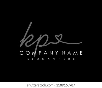 K P Initial handwriting logo vector