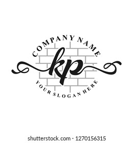 K P Initial handwriting logo vector