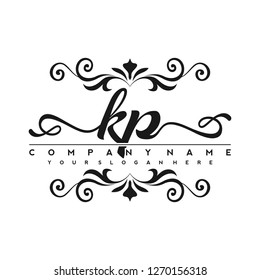 K P Initial handwriting logo vector