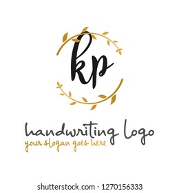 K P Initial handwriting logo vector