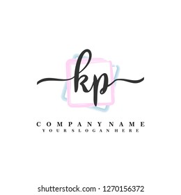 K P Initial handwriting logo vector