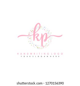 K P Initial handwriting logo vector