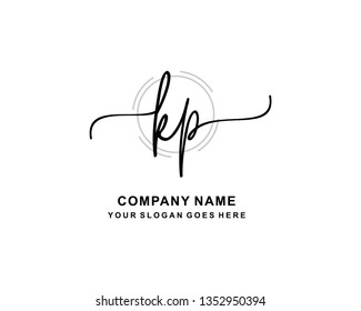 K P Initial Handwriting Logo Template