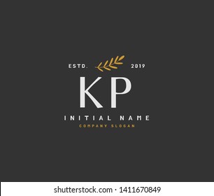K P KP Beauty vector initial logo, handwriting logo of initial wedding, fashion, jewerly, heraldic, boutique, floral and botanical with creative template for any company or business.