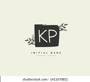 K P KP Beauty vector initial logo, handwriting logo of initial wedding, fashion, jewerly, heraldic, boutique, floral and botanical with creative template for any company or business.