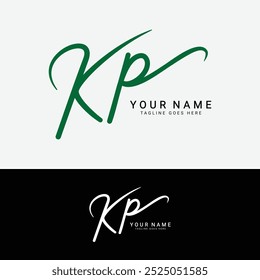 K, P, KP Initial letter logo. Alphabet KP Handwritten Signature logo