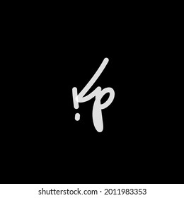K p Kp initial logo handwriting template vector