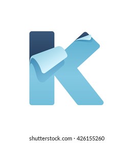 K paper letter with folded corner. Vector paper style typeface. Letter for card, app icon, corporate identity, label or poster.