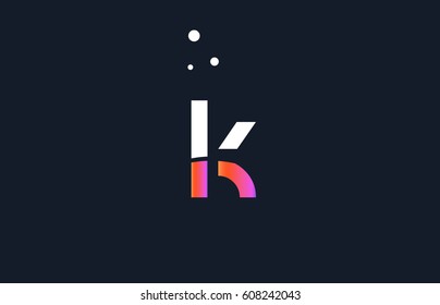 k pink modern creative purple alphabet white blue gradient company letter logo design vector icon template