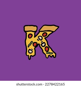 k from pizza vector fast food alphabet and number