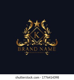 K premium luxury gold monogram logo.