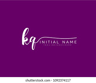 K Q Initial handwriting logo vector. Hand lettering for designs.
