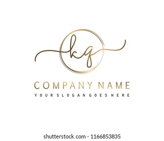 K Q Initial handwriting logo vector
