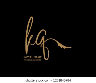K Q Initial Handwriting Logo Template