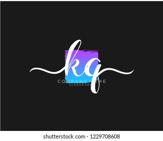 K Q Initial handwriting logo vector