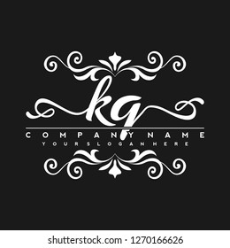 K Q Initial handwriting logo vector