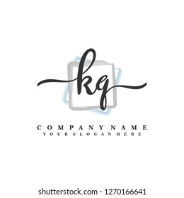 K Q Initial handwriting logo vector