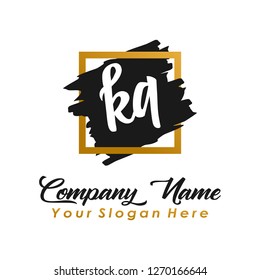 K Q Initial handwriting logo vector