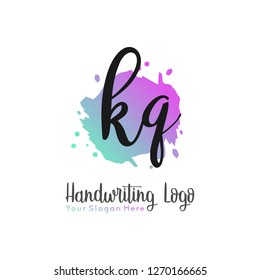 K Q Initial handwriting logo vector