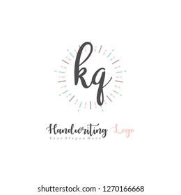 K Q Initial handwriting logo vector