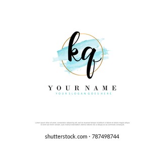K Q Initial water color logo template vector