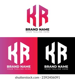 K R Doppelbriefe Polygon Logo, Zwei Buchstaben K R Logo Design, Minimalistische Design-Vorlage für das Vektorlogo