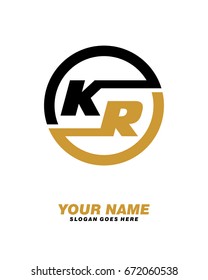 K R initial circle logo template vector