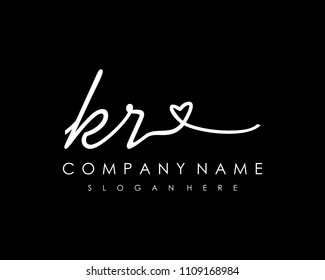 K R Initial handwriting logo vector