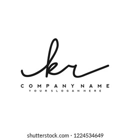 K R Initial handwriting logo vector