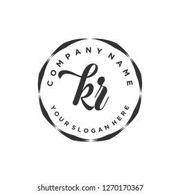 K R Initial handwriting logo vector