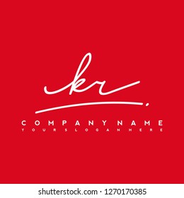 K R Initial handwriting logo vector
