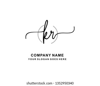 K R Initial Handwriting Logo Template