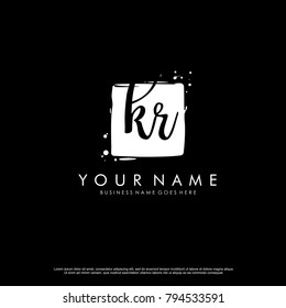 K R initial square logo template vector