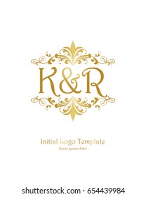 K & R initial wedding logo template vector