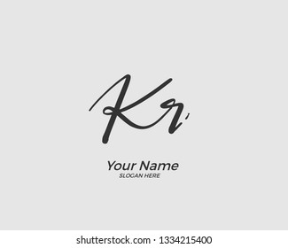 K R KR initial logo signature vector. Handwriting concept logo.